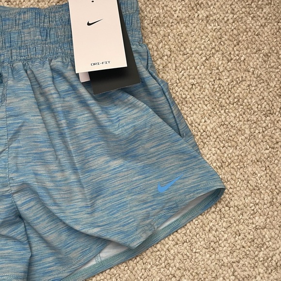 Nike Women’s One Dri-Fit Mid-Rise 3” Brief Lined Blue SpaceDye Shorts Sz S NWT - Picture 3 of 7